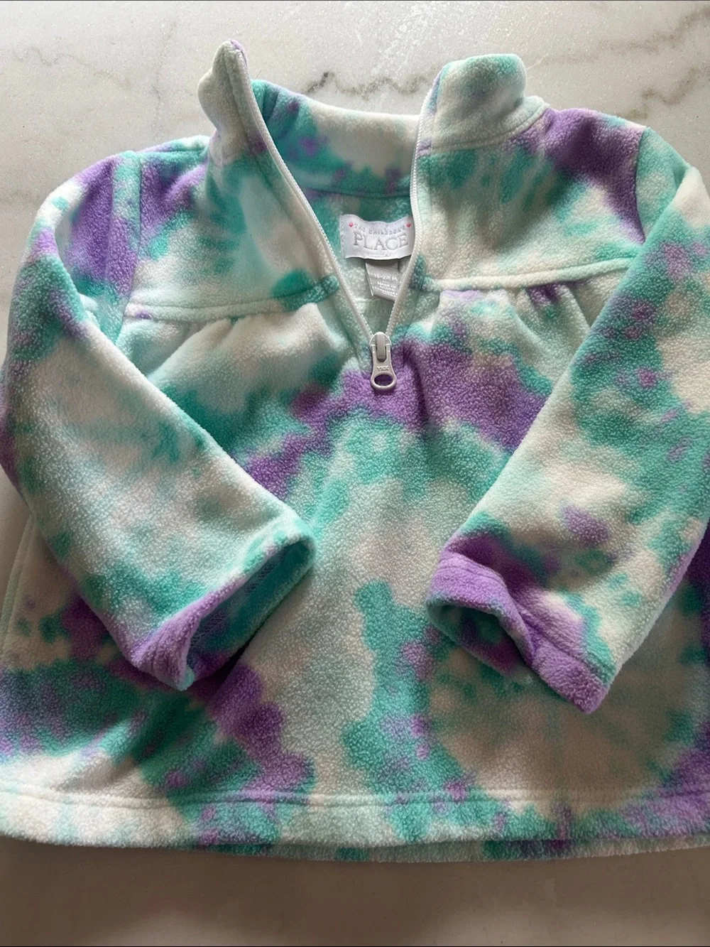 The Children's Place Purple, Teal & White Tie-Dye Fleece Pullover